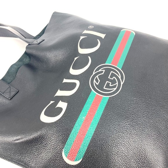 Gucci Sherry Line Logo Shoulder Bag Tote Leather Black - Picture 8 of 14